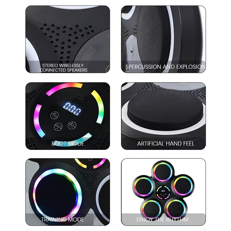 Wall-Mounted Music Boxing Machine – Smart LED Rhythm Trainer with Boxing Gloves, Touch Screen & Surround Sound for Home & Gym