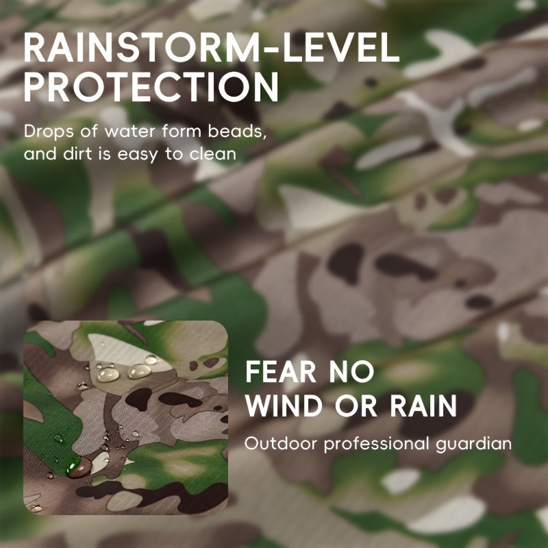 Waterproof Rain Poncho Digital Camouflage - Lightweight Polyester Raincoat for Hiking Camping Mountain Climbing Outdoor Sports, One Size Unisex Emergency Rain Jacket with Smooth Lining