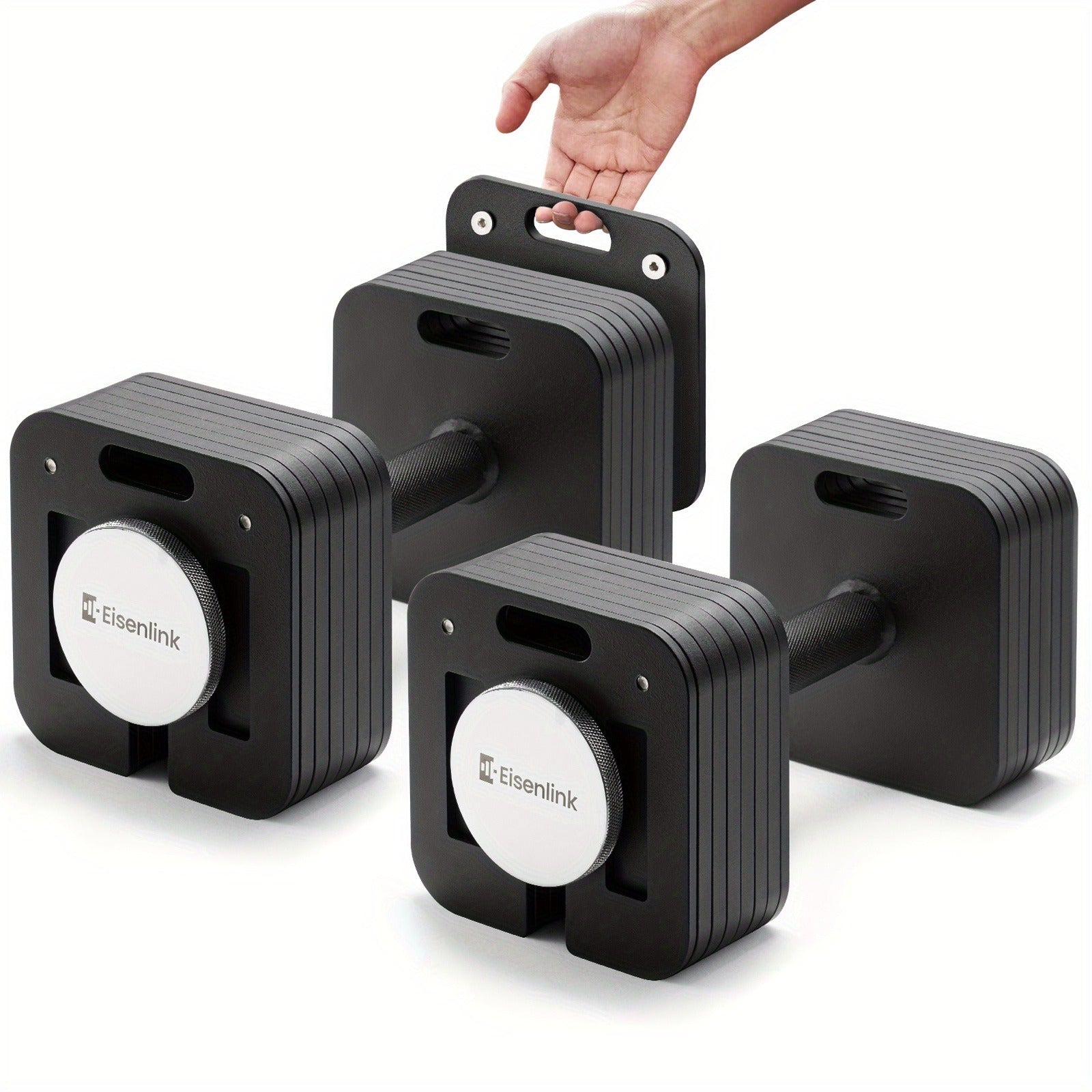 Quick-Lock Adjustable Dumbbell Set 10–80LB – 5LB Increments Square Weight Plates for Home Gym Fitness, Compatible Longer Screws & Add-On Plates Available