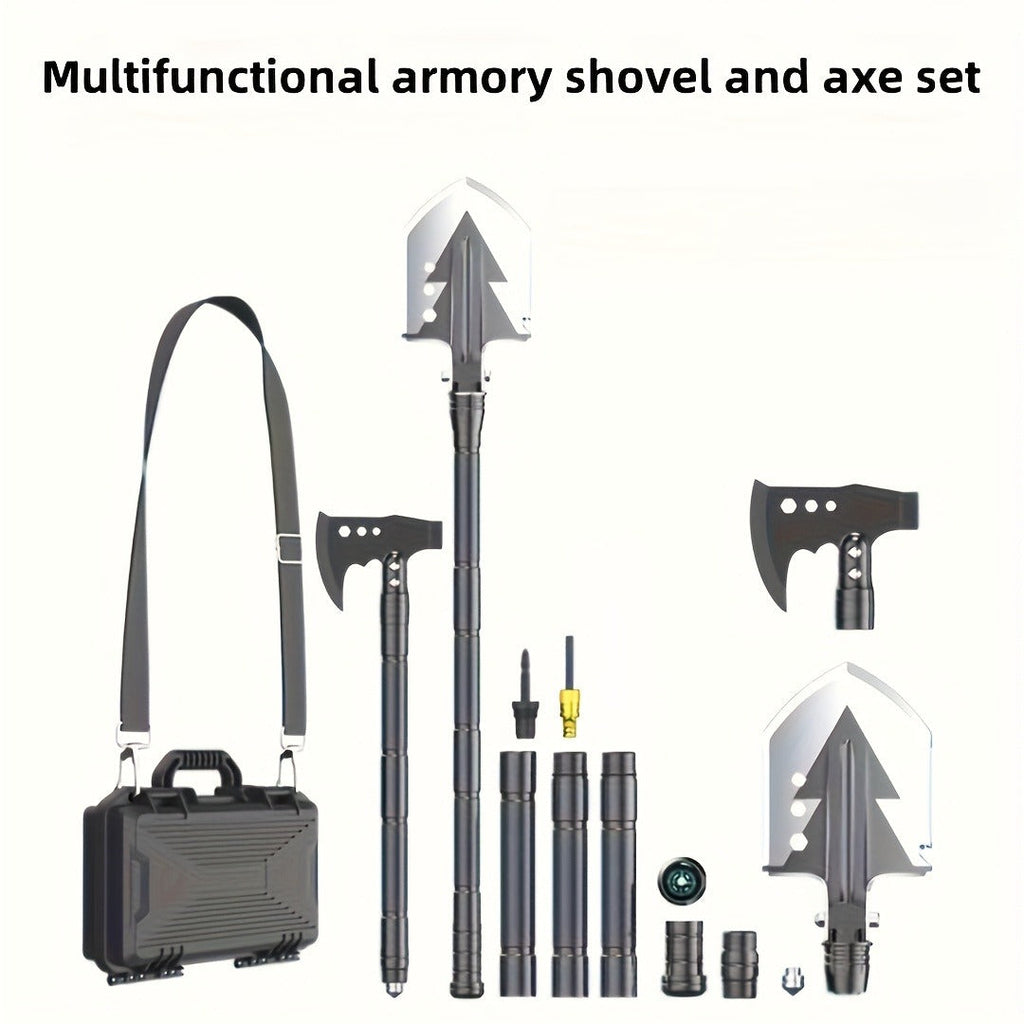 Hand-Forged Camping Axe & Shovel Set Portable Outdoor Tool Kit for Chopping Firewood Hiking Backpacking Gardening Backyard Survival Activities