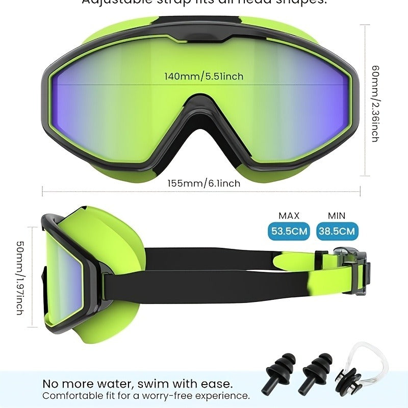 Anti-Fog Swimming Goggles 3 Pairs Leak-Proof UV Protection with Nose Clip Earplugs for Adults Kids Pool Open Water Gift Set