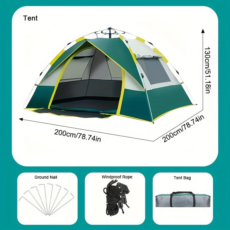 Automatic Instant Setup Camping Tent for 1-3 or 3-4 Persons - Full Season Pop Up Tent with Double Doors & Mesh Windows, Windproof Lightweight Backpacking Tent for Camping, Hiking, Hunting, Travel & Outdoor Shelter