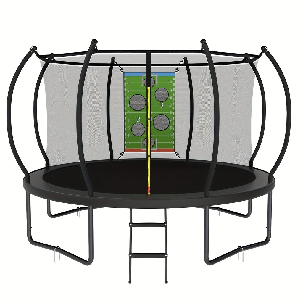 Outdoor Trampoline with Safety Enclosure Net Football Toss Game 8 10 12 14FT Round Backyard Trampoline for Kids Adults Indoor Outdoor Party Play