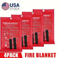 Fire Blanket 4-Pack Fiberglass Emergency Flame Retardant – Heat Resistant Fire Safety Blankets for Home, Kitchen, Camping & Hiking | Compact & Portable