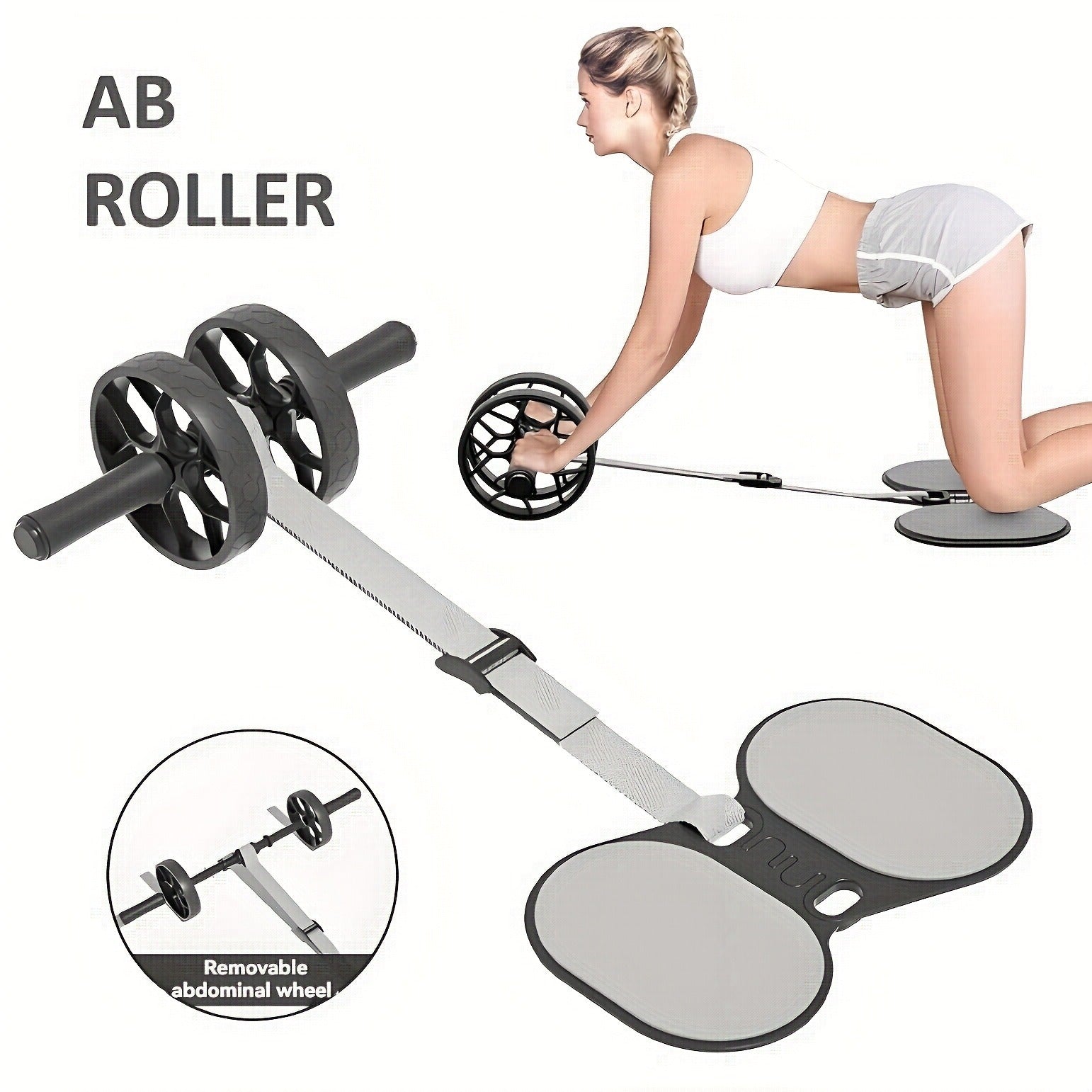 Ab Roller Wheel with Knee Pads & Adjustable Resistance - Automatic Rebound Core Workout Equipment for Home Gym, Strength Training for Beginners & All Levels, Portable Abdominal Exercise Roller for Men & Women