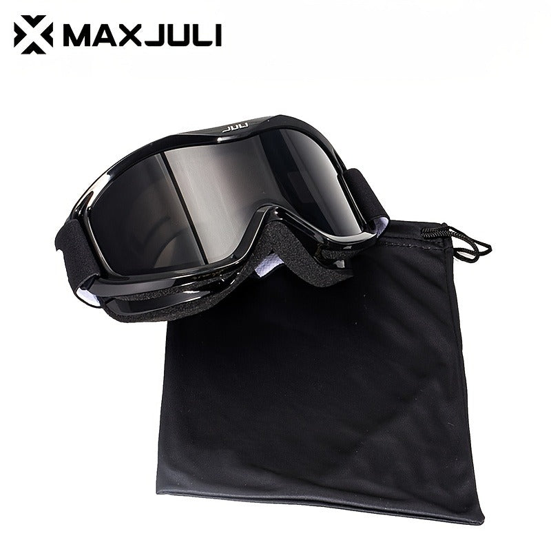 OTG Ski Goggles Double Layer Lens VLT12% – Over-the-Glasses Snow Goggles for Men, Women & Teens, Anti-Fog UV Protection for Alpine Skiing, Snowboarding, Skating & Snowmobile, Black/Silver
