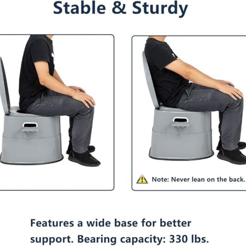 Extra Large Portable Toilet for Adults – Indoor Outdoor Commode with Detachable Inner Bucket & Removable Paper Holder, Lightweight Compact Design for Camping, Boating, Van Life & Emergency Use