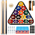 71-Piece Billiard Pool Table Accessories Set with Pool Balls Triangle Rack Cue Chalks Cue Tips Table Brush Spot Stickers Standard Style Complete Kit