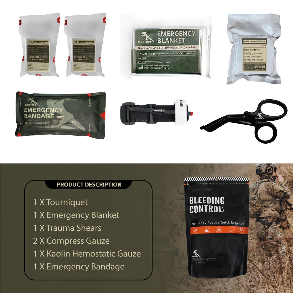 IFAK Trauma Kit Compact Black – Survival First Aid Kit with Bandages, Compressed Gauze & Scissors for Car, Family Trips, Outdoor Adventures, Hiking & Emergency Preparedness