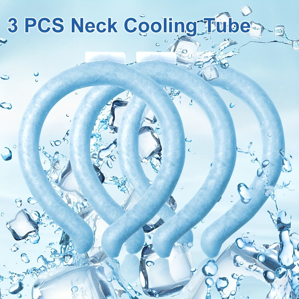 Cooling Neck Ring 3-Pack – Wearable Ice Gel Tube Wrap for Hot Weather, Outdoor Sports, Heat Relief & Hot Flashes, Freezes at 28°C, Hands-Free Summer Cooling for Men & Women