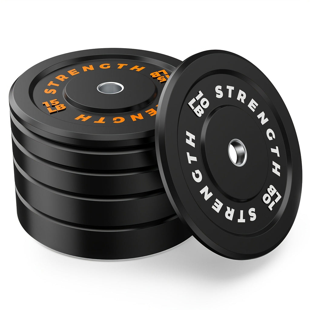 Bumper Plates – Rubber Olympic Weight Plates 10–45 lbs, 2-Inch Steel Center Ring, for Strength Training & Weightlifting, Home Gym Barbell Discs