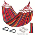 Nylon Hammock Heavy Duty Curved 110 x 59 Inch 100% Woven Nylon Anti-Tip Design Large Double Hammock for Indoor Outdoor Backyard Patio Camping Red Blue