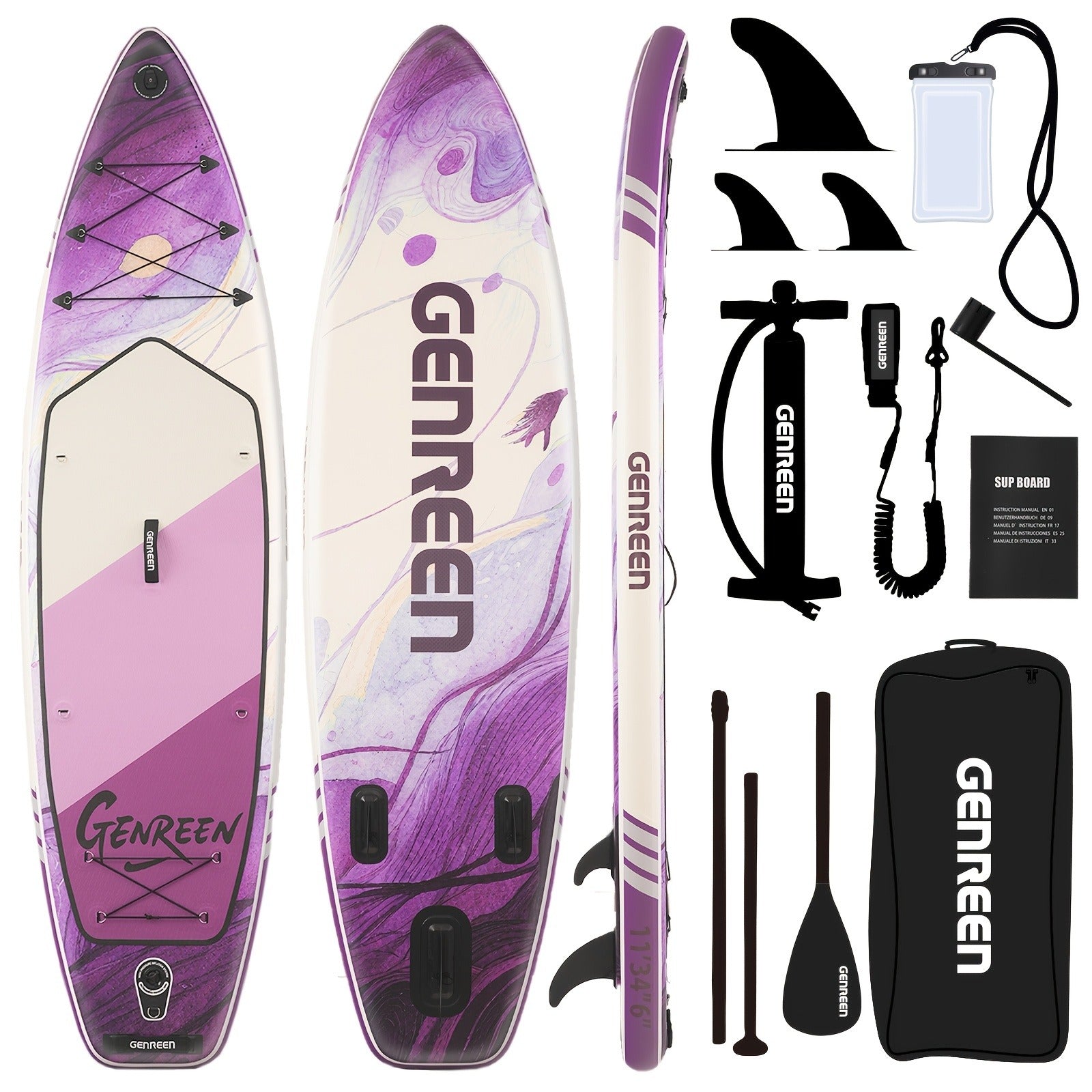 Adventure Touring SUP Board 11ft x 34'' Inflatable Paddle Board 400lbs Wide Stance Durable Lightweight ISUP Bundle Accessory Pack for Adults