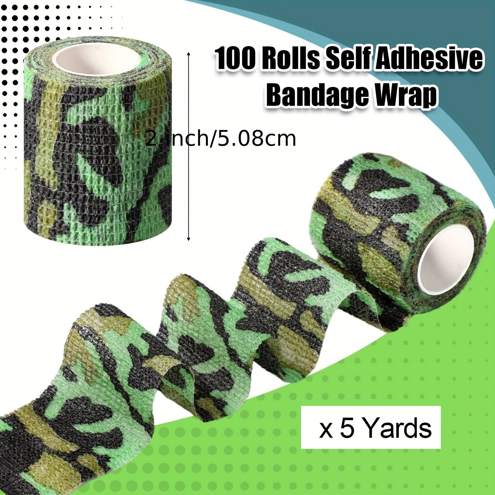 Cohesive Bandage Wrap 100 Rolls – 2 Inch x 5 Yards Self-Adhesive Elastic Athletic Tape for Wrist, Ankle & Sports Support | Non-Woven Medical Wrap, Colorful