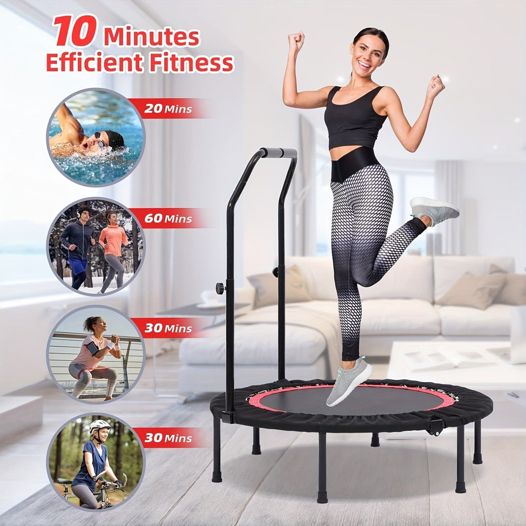 Mini Trampoline Rebounder 40" for Adults 330LB Capacity with Balance Bar Indoor Outdoor Fitness Cardio Exercise Trampoline