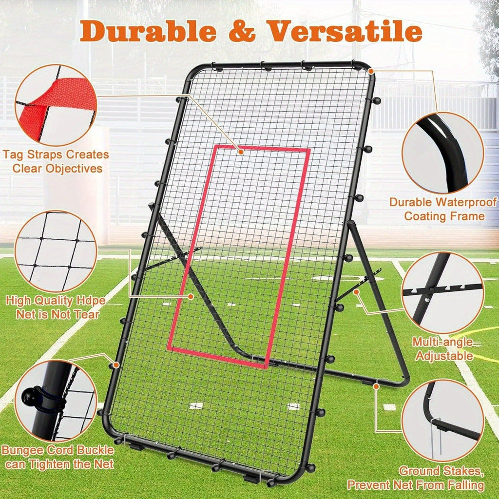 Volleyball Rebounder Net 7x4ft Adjustable Angle – Portable Steel Frame Training Rebounder with High-Tension PE Netting & 24 Elastic Cords for Volleying Bumping Spiking Practice – Solo & Team Drills