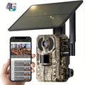 Solar Powered Trail Camera 4K Cellular - 4G LTE No WiFi, 0.2s Trigger, 82ft Night Vision, 120° Wide Angle, Built-in SIM Card for Hunting & Wildlife