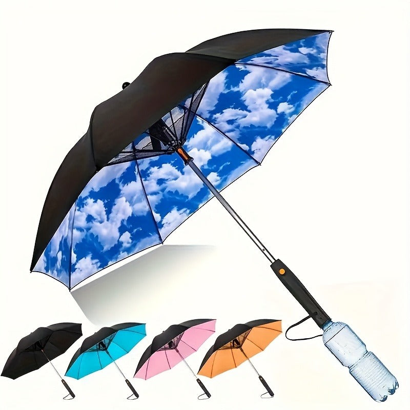 UV Protection Sun & Rain Umbrella with Black Vinyl Coating – 8-Rib Aluminum Frame Windproof Parasol for Outdoor Sun Protection, Sunny & Rainy Days, Includes Matching Water Bottle – Multiple Colors Available