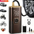 Portable Wireless Tire Inflator Air Compressor Digital Display Fast Pump Lithium Battery for Car Motorcycle Bike Emergency Inflation with Nozzle Adapters