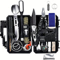 Wilderness Survival Kit, 12/20/60 Piece Outdoor Emergency Gear Set with Paracord Bracelet, Survival Whistle, Flashlight, Wire Saw & More – Ideal for Hunting, Hiking, Fishing & Camping