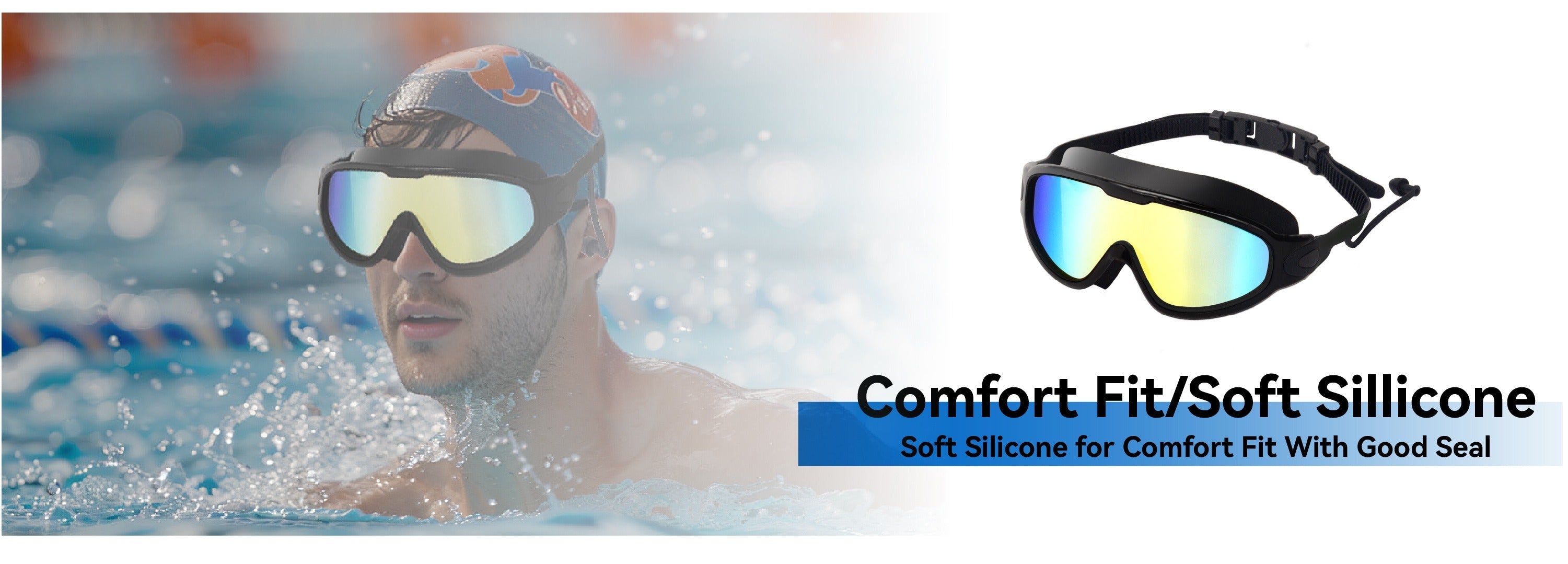 Anti-Fog Swim Goggles 2-Pack UV Protection Wide Lens Adult
