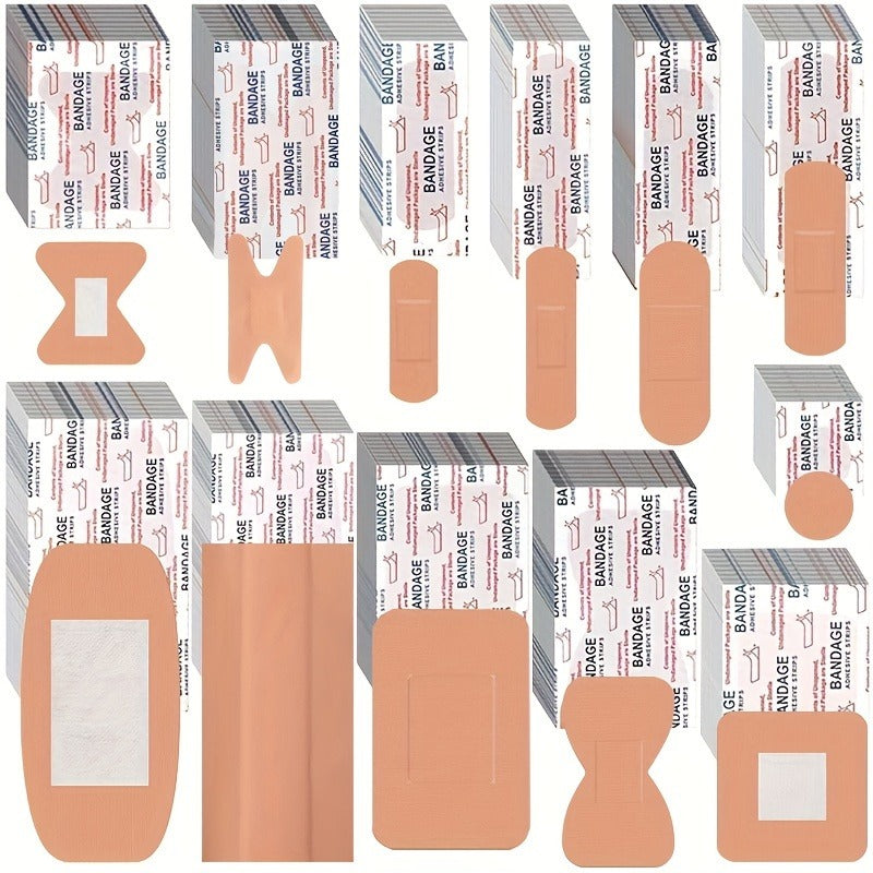 Assorted Adhesive Bandages 180/360pcs, Flexible Fabric Fingertip & Knuckle Bandages, Breathable Cloth Elastic Wound Care Strips, Various Sizes Spot Bandages for First Aid Home Outdoor