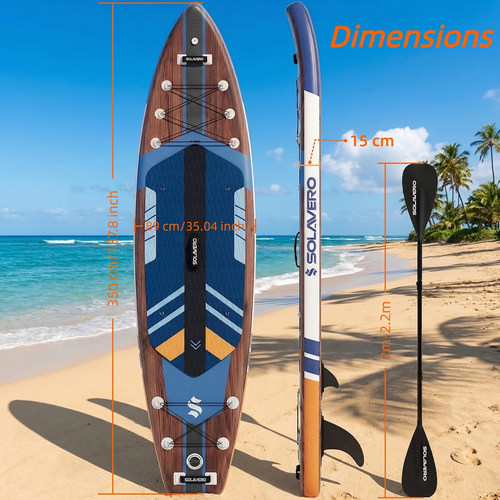 Stand Up Paddle Board Inflatable SUP 10'6" & 11'6" - Non-Slip EVA Deck, 180kg Capacity, All-in-One Accessories Kit with Pump, Adjustable Paddle, Ankle Leash, Phone Pouch & Fins for Yoga Fishing Surfing