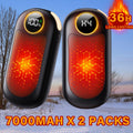 Rechargeable Hand Warmers 2 Pack – Dual-Sided Electric Pocket Heater with Power Bank & LED Light, 36Hrs Warmth, 4 Heat Levels, Portable Reusable Handwarmer Gift for Men & Women, Deep Black / Orange