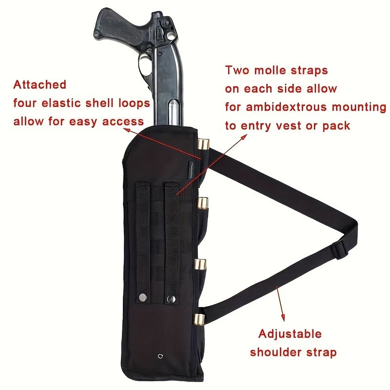 Tactical Shotgun Holster with MOLLE System – 19" 600D Oxford Cloth, Adjustable Strap & Shell Loops, Lightweight Hunting & Shooting Scabbard for Tactical Vests, Belts & Packs