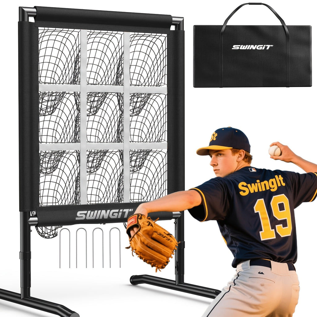 9-Pocket Baseball Pitching Net with Adjustable Targets & Carry Bag for Pitching Practice All Skill Levels