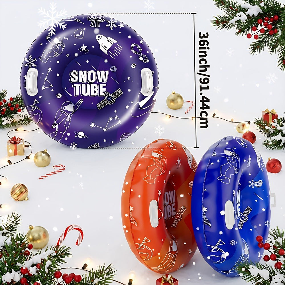 Snow Tubes for Adults 36 Inch 3-Pack – Extra-Large PVC Snow Sleds with 2 Dual Handles, Heavy-Duty Inflatable Snow Tubes for Hill Sledding, Ski Resort & Outdoor Winter Snow Sports