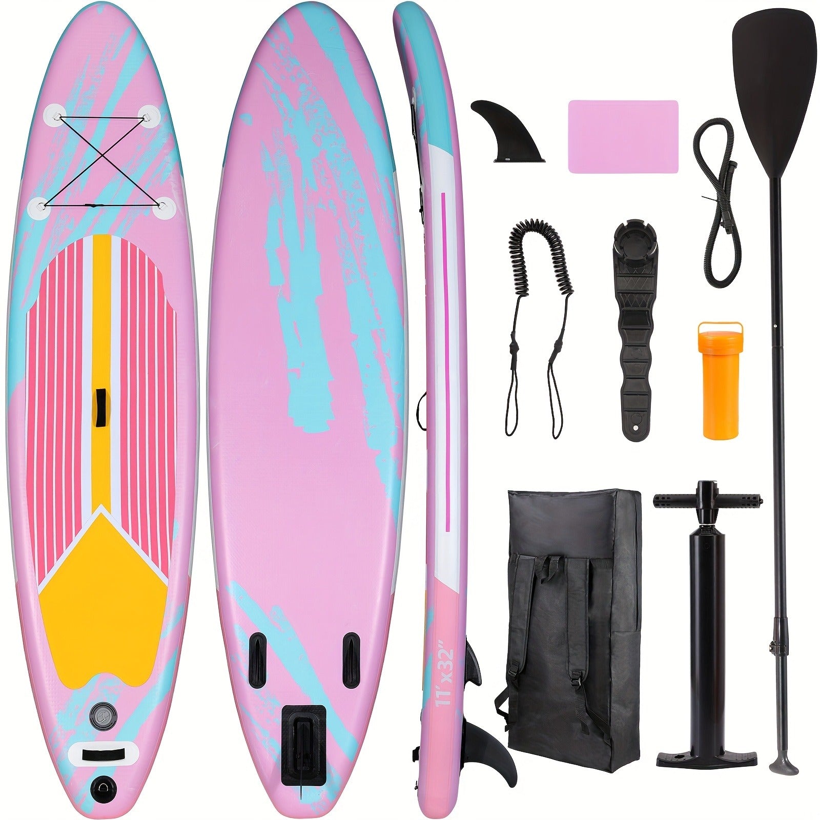 Stand Up Paddle Board 10ft/11ft/12ft – 3-Fin SUP with Floating Paddle, Ankle Leash, Pump & Carry Bag | Yoga Touring Fishing All Levels