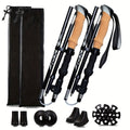 Lightweight Aluminum Trekking Poles 2-Pack – Folding Hiking Sticks with Cork Ergonomic Grip, Sweat-Absorbing Handle, Adjustable Walking Poles for Hiking, Camping & Mountain Travel