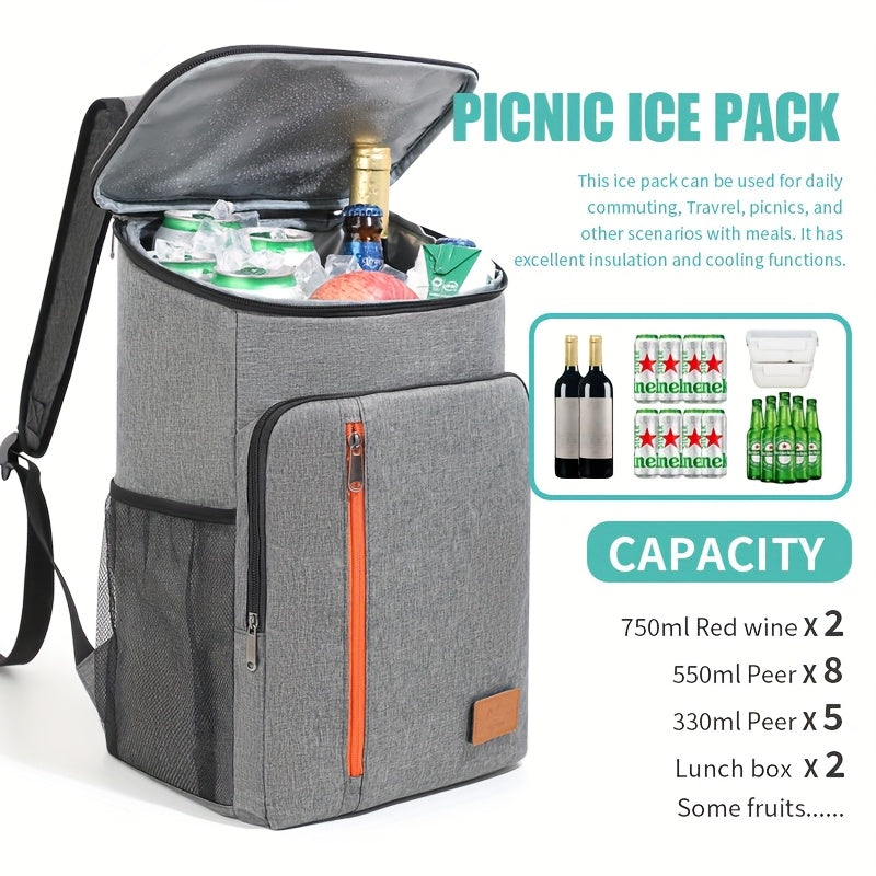 Insulated Cooler Backpack 30+ Can Capacity - Leakproof Shoulder Bag for BBQ, Lunch, Camping & Outdoor Travel, Works with Ice Packs, Unisex Design for Men & Women
