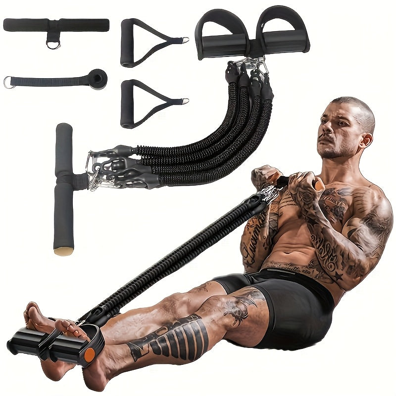 Resistance Band Foot Pedal Puller – TPE Stackable Exercise Bands for Sit-Ups, Leg & Ab Workouts, Adjustable Strap, 50 / 100 / 150 lb Options, Home Gym Strength Training for Men & Women, Black