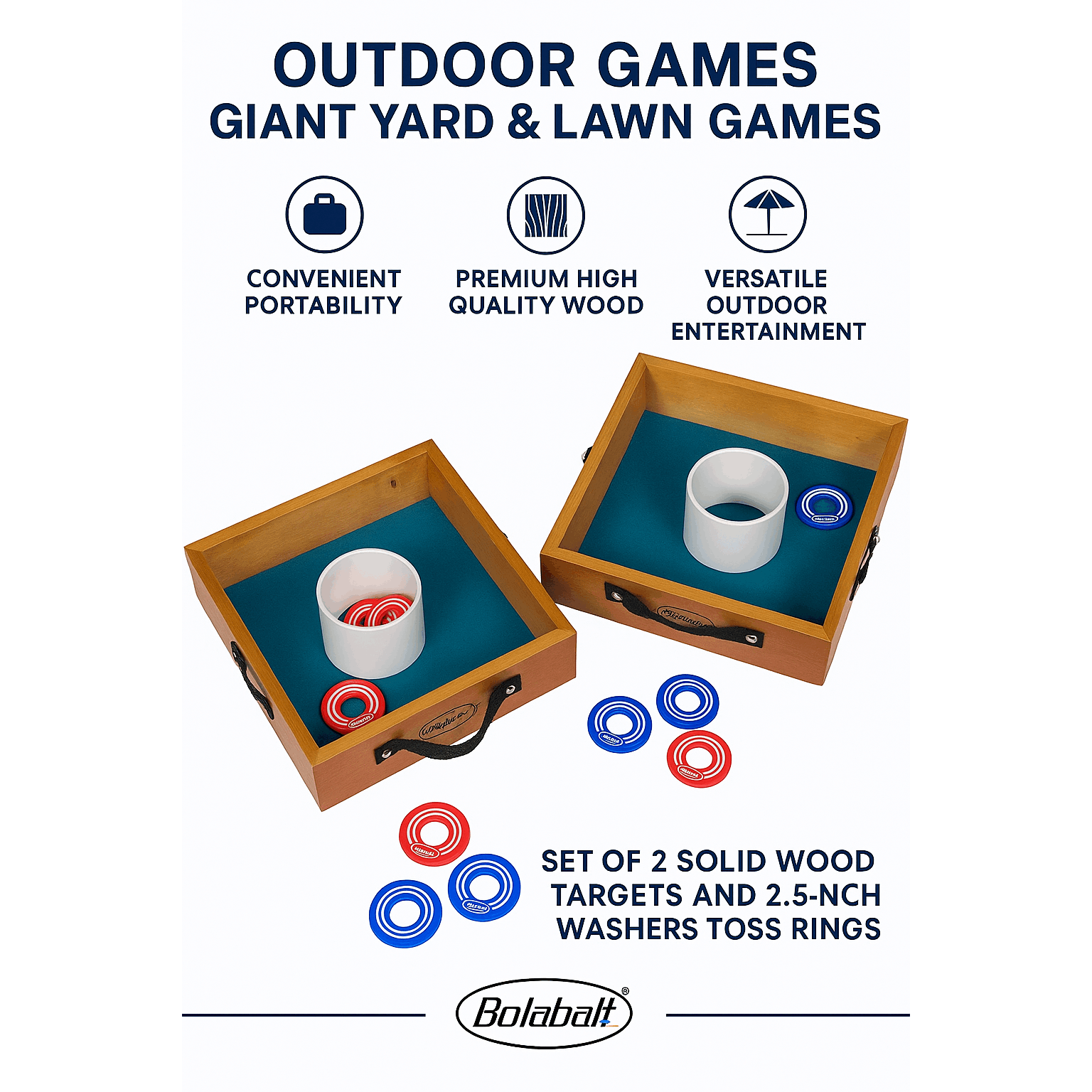 Outdoor Lawn Toss Game Set – Washer Toss & Ladder Toss for Backyard Party, Portable Yard Games for Adults Kids Family, Includes Carrying Case, Fun for Tailgate Camping Beach BBQ Gatherings