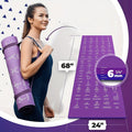 Yoga Mat with 75 Yoga Pose Illustrations & Side Storage Bag – Non-Slip Extra Thick Flexible Durable Exercise Mat for Beginners Men Women – 75 Stretching Actions Cute Printed Yoga Mat