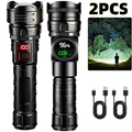 High Lumen Tactical Flashlight 2-Pack – COB Side Light, USB Fast Charging, Zoomable, Multiple Modes for Camping, Cycling, Fishing, Emergency & Outdoor Exploration
