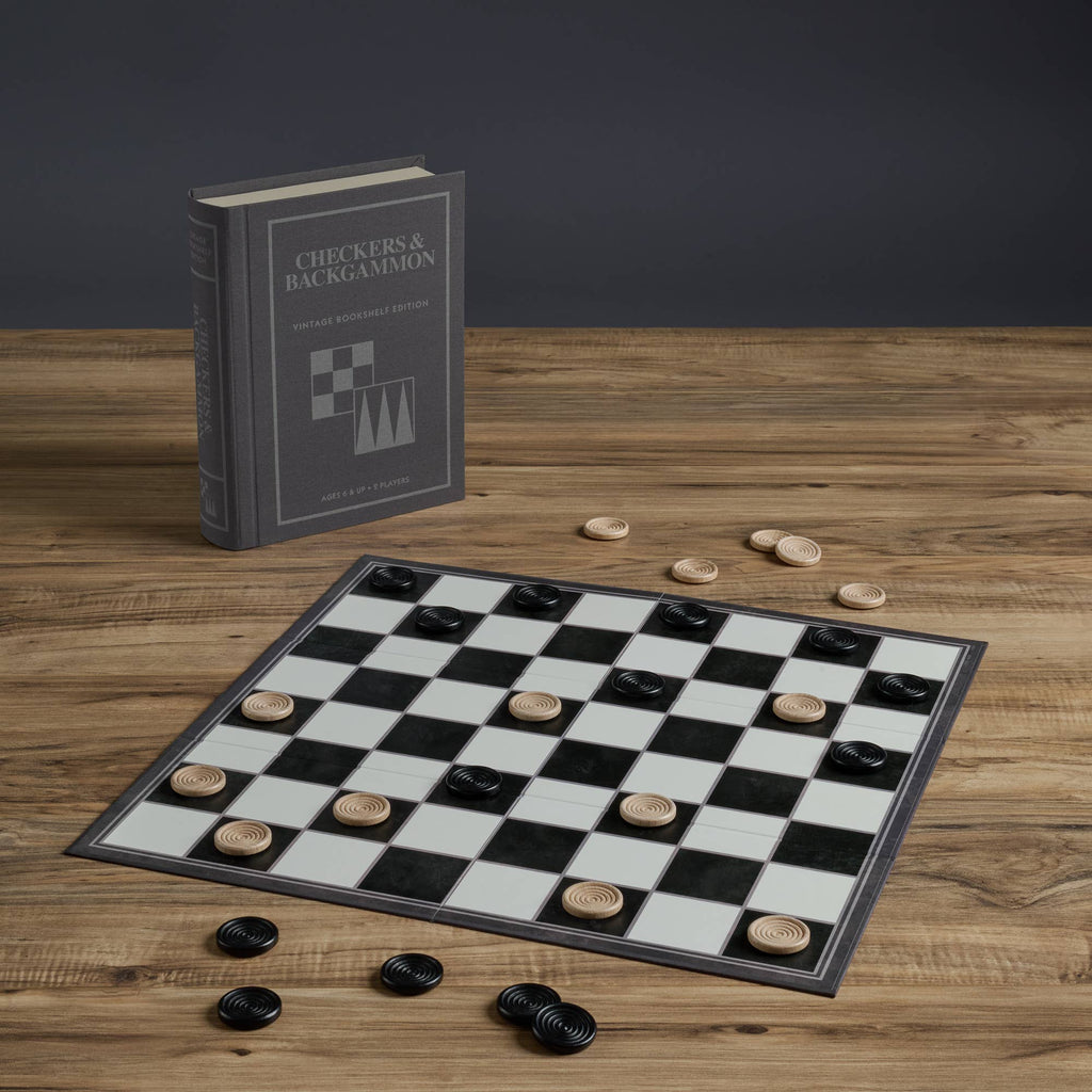 Board Game: Checkers & Backgammon Vintage Bookshelf Edition