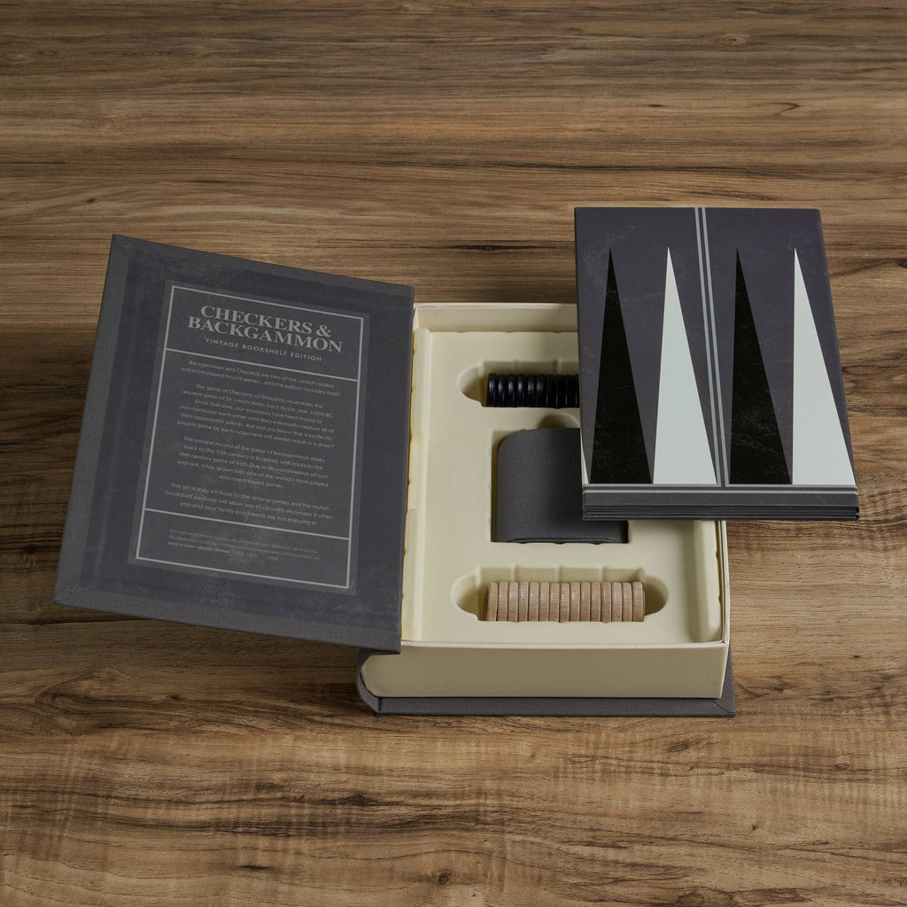 Board Game: Checkers & Backgammon Vintage Bookshelf Edition