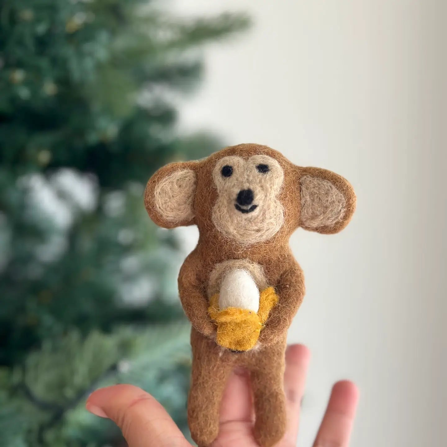 Felt Finger Puppet: Monkey Holding Banana