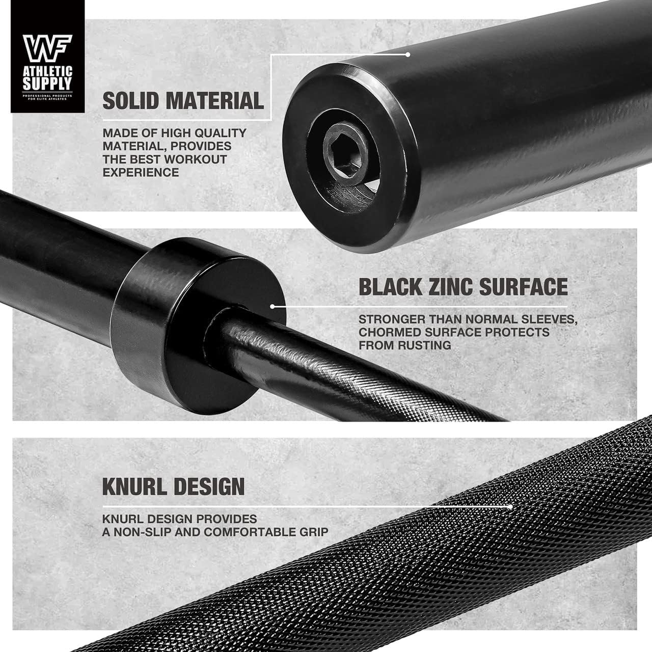 6FT Olympic Barbell Bar 2 Inch | 28mm Grip Shaft Cold Rolled Steel | 30lb Weightlifting Bar for Squat Deadlift Bench Press Powerlifting | Home Gym Strength Training Chrome Black