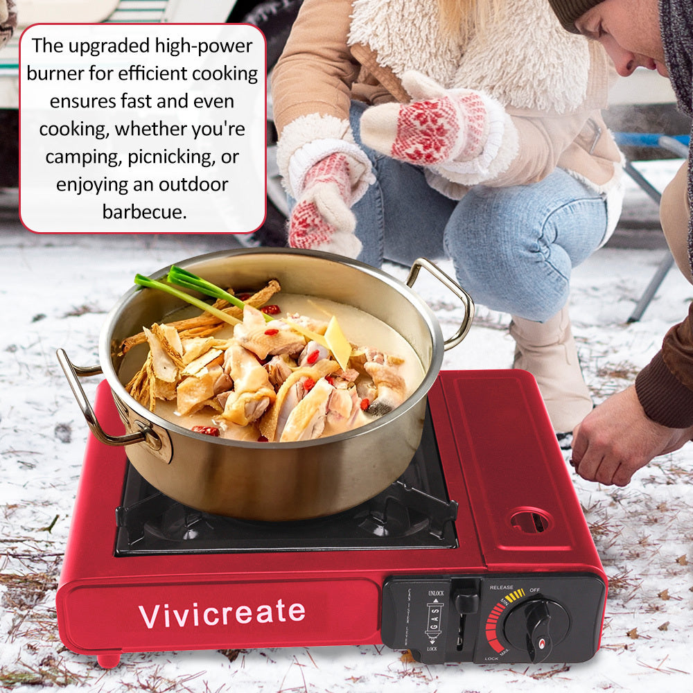 Portable Butane Camping Stove Single Burner – Compact Gas Cooker with Carrying Bag for Outdoor Cooking, Camping, Hiking, Fishing, Picnics & Korean BBQ | 2 Colors