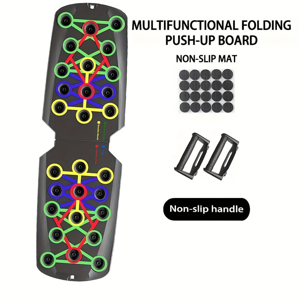 Push Up Board Multifunctional Color-Coded Chest Workout System, Adjustable Home Gym Equipment for Chest, Shoulders, Triceps & Back Strength Training, Lightweight Durable Frame with Resistance Bands & Pull Ropes