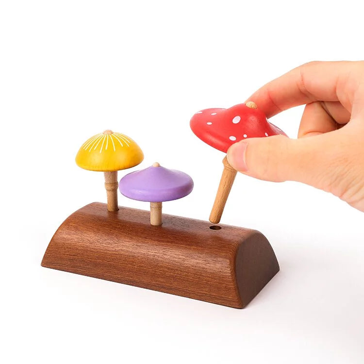 Wooderful Life Wooden Spinning Top Set - Mushroom
