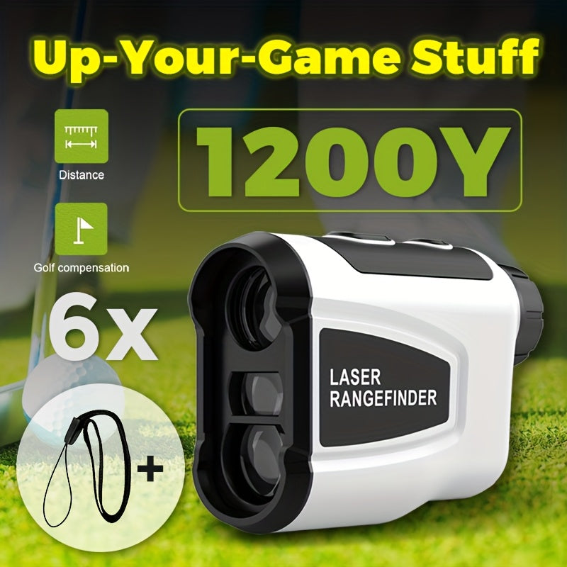 Golf Laser Rangefinder 1200 Yards Slope Compensation 6X Magnification Flag Lock HD Rechargeable USB Charging Anti-Vibration High Precision Quick Positioning White Stylish Design