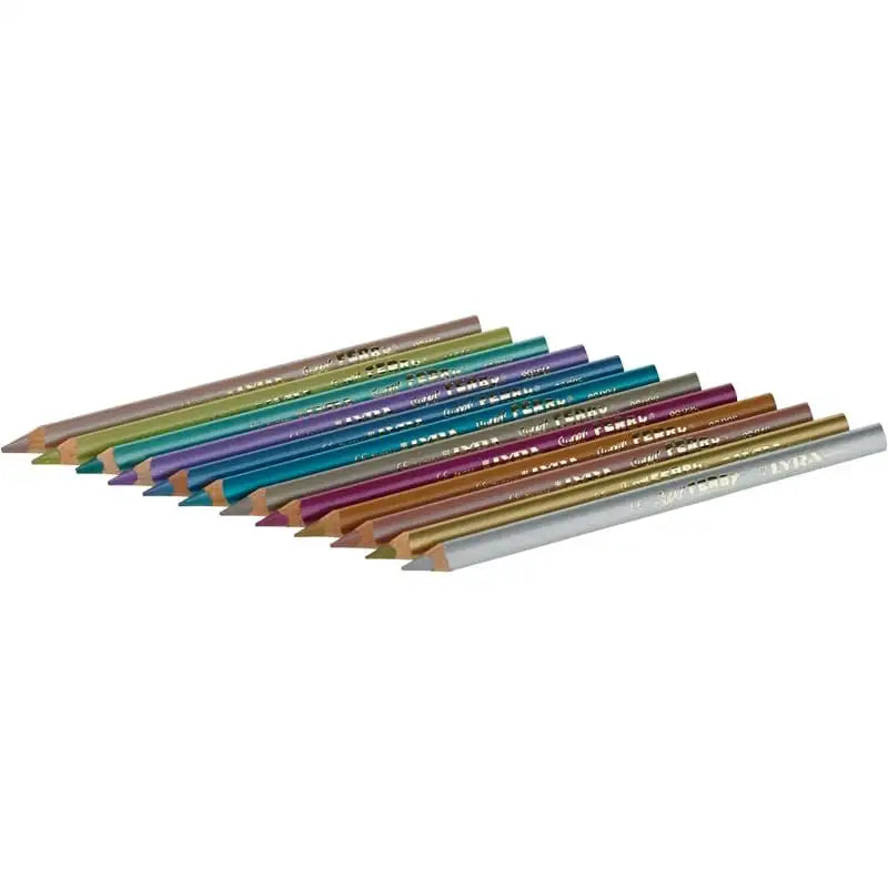Lyra Pencils Super Ferby Lacquered Triangular - 12 Assorted Metallic Colors