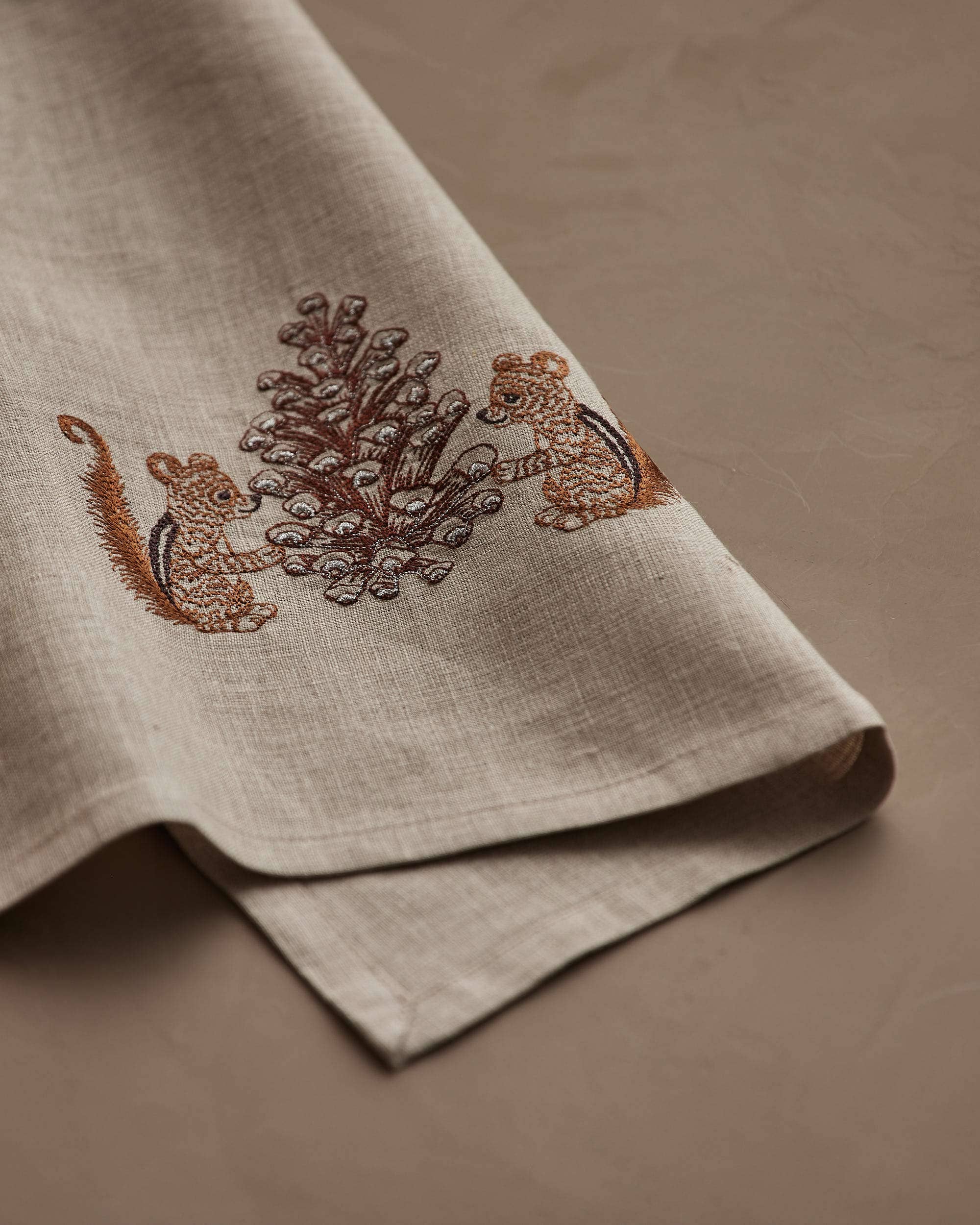 Coral & Tusk Chipmunks with Pinecone Tea Towel