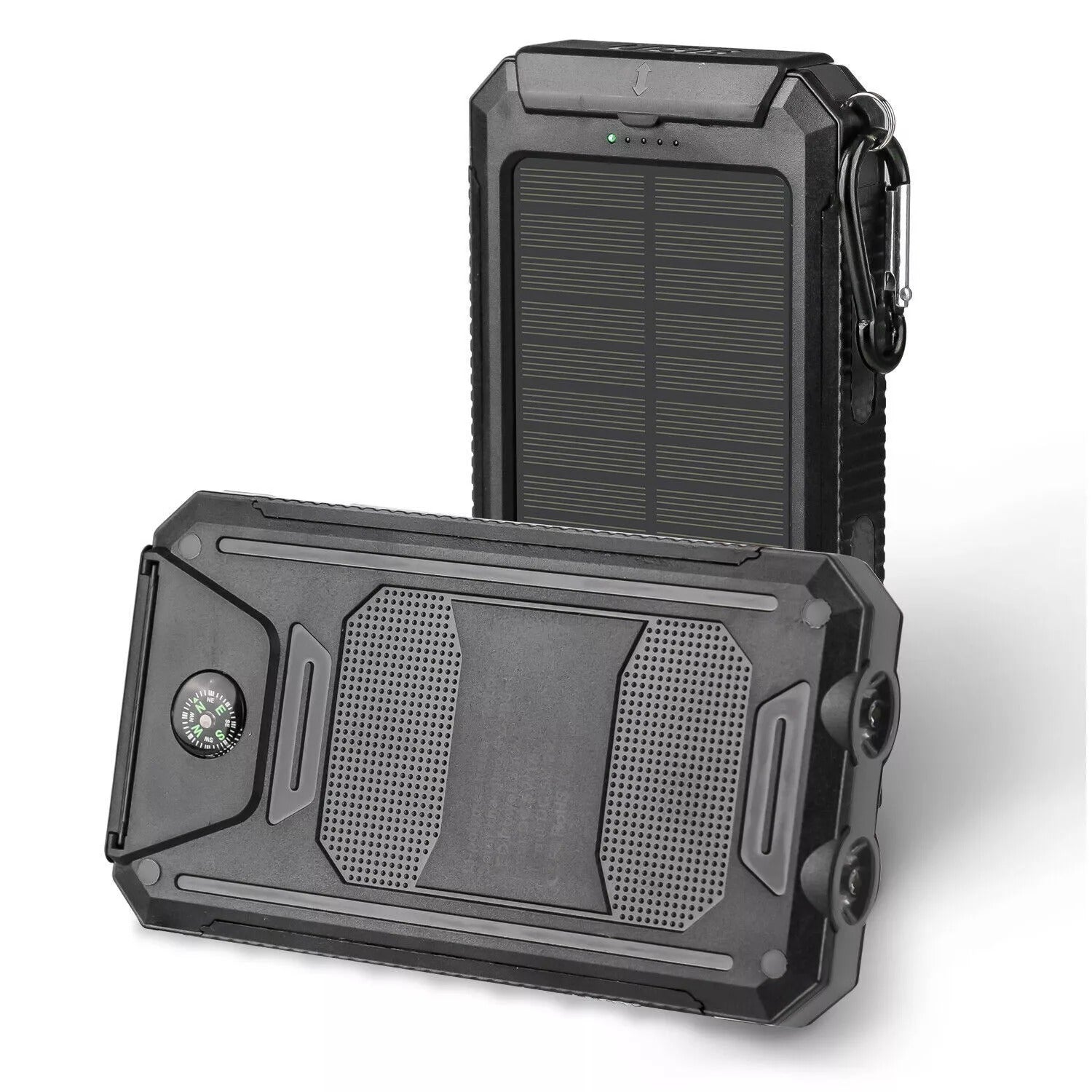 Portable Solar Charger 20000mAh – Dual USB, LED Flashlight & Compass