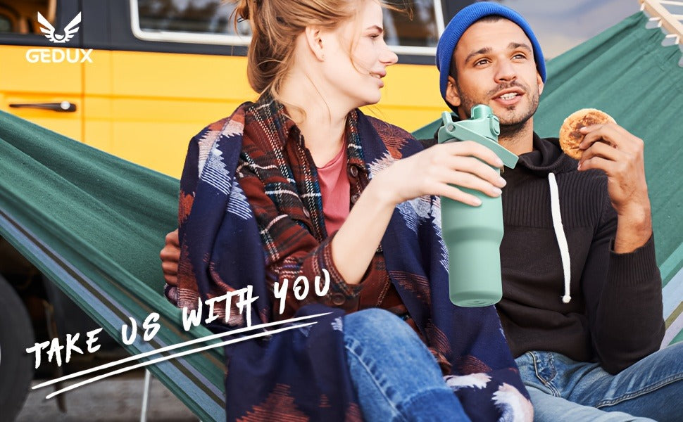 Insulated Water Bottle 32oz 40oz Stainless Steel Leak-Proof Sports Water Bottle with Handle Matte Finish Vacuum Thermos for Gym Hiking Camping Office Travel